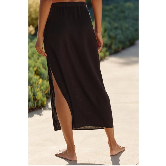 ANTHROPOLOGIE Celandine Black Linen-Blend Maxi Skirt Size Small - Picture 2 of 12